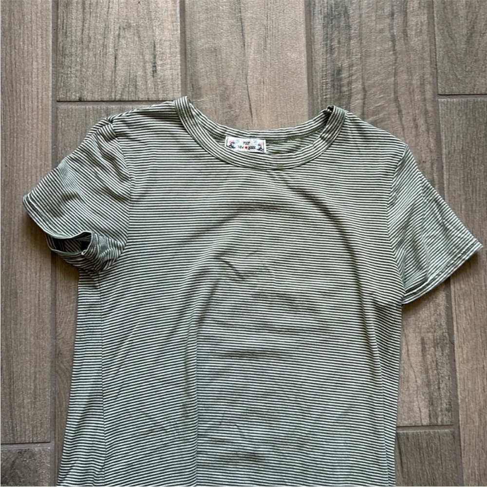 Poof! Light Green Stripe T-shirt Dress